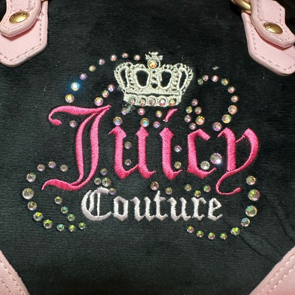NWT Juicy Couture HERITAGE SPEEDY SATCHEL SET Black/Pink w/crown jewel design - Picture 5 of 7